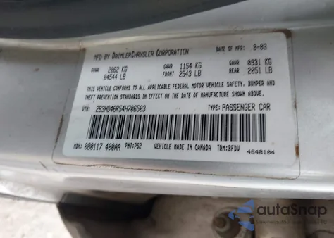 2004 Dodge Intrepid Se z USA, uszkodzony, nr VIN 2B3HD46R54H706503